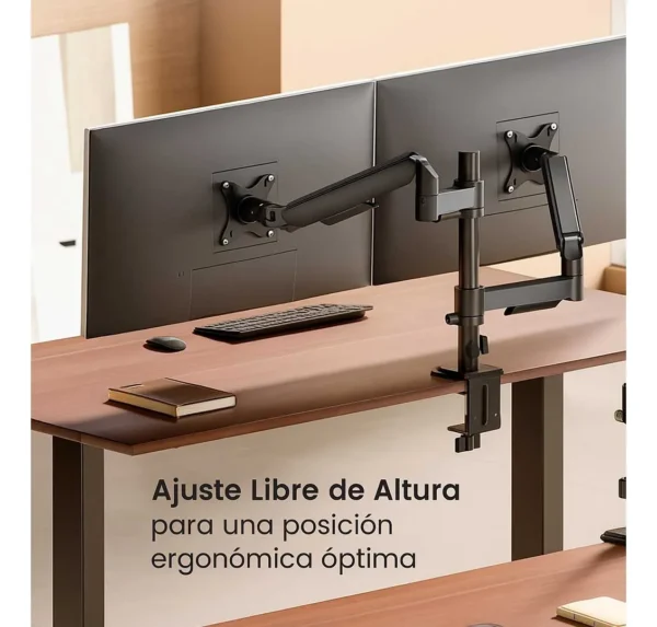 Brazo Doble de Escritorio para 2 Monitores 22–32″ – North Bayou H180 (Negro)