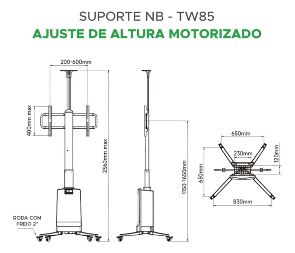 D_NQ_NP_2X_730871-MLA87763091654_072025-F Soporte / Pedestal Móvil Robotico de Piso 55–85″
