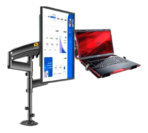 D_NQ_NP_2X_769424-MLA99990724091_112025-F Soporte Doble de Escritorio – Monitor + Portátil (22″–32″) H180‑FP2