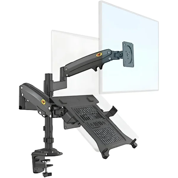 D_NQ_NP_2X_787294-MLA95495271388_102025-F Soporte Doble de Escritorio – Monitor + Portátil (22″–32″) H180‑FP2