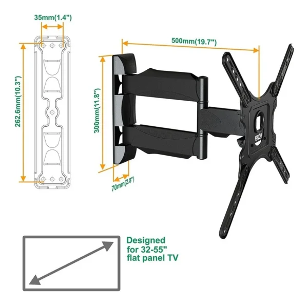 Soporte articulado de pared P4 – TV 32″–60″ (brazo giratorio e inclinable)
