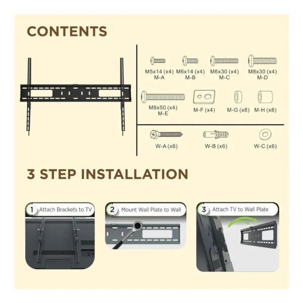 Soporte Fijo / Inclinable de Pared 60–110″